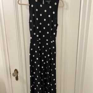 Ralph Lauren Black Maxi Dress with White Polka Dots
